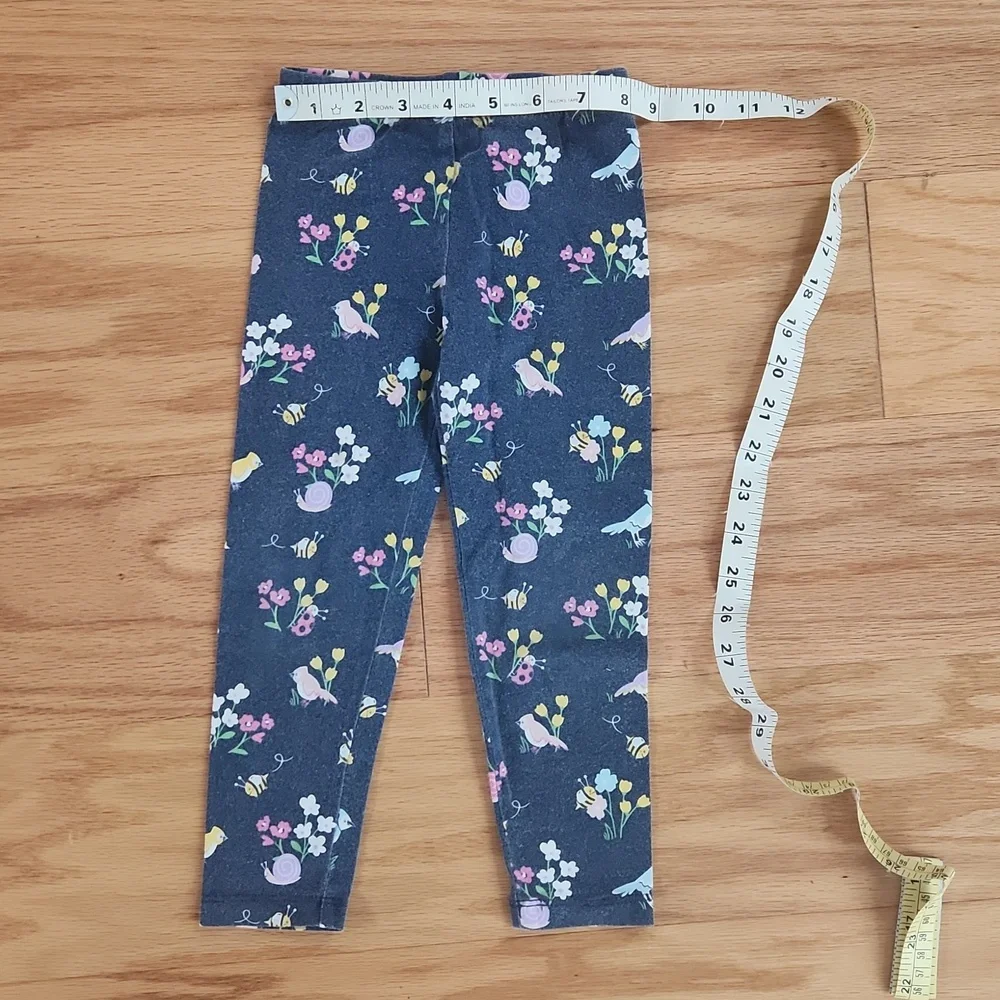 The Children's Place Leggings Faux Denim And Floral Print Set Of 2